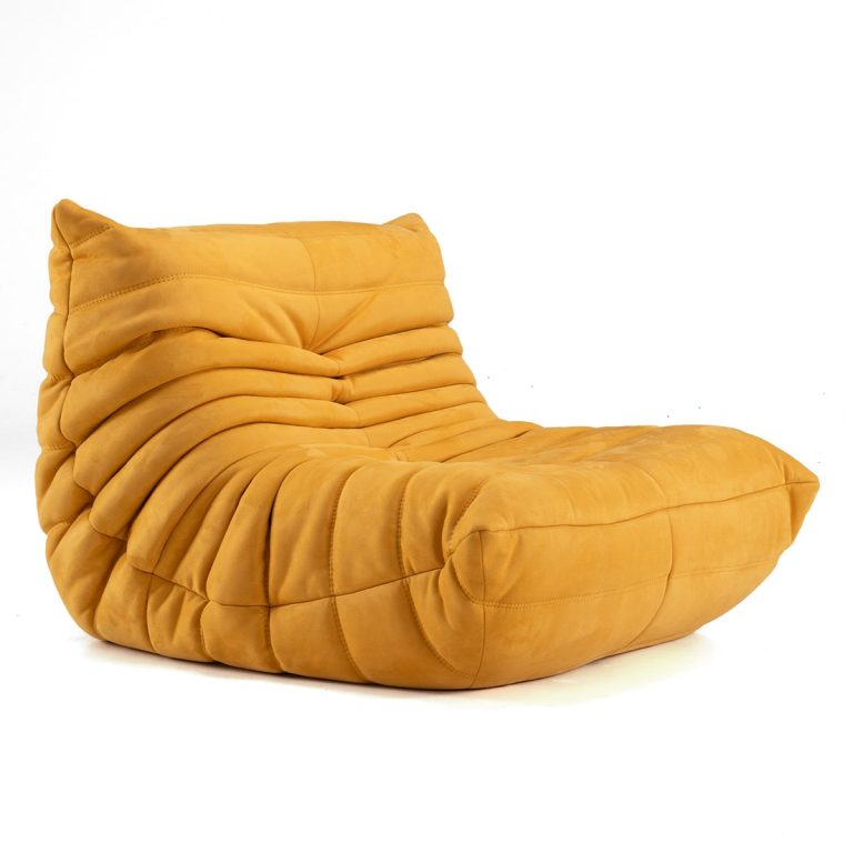 Caterpillar Sofa Couch Yellow Microsuede