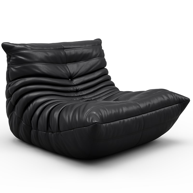 Caterpillar Sofa Couch Fiber Leather Black – CurverK