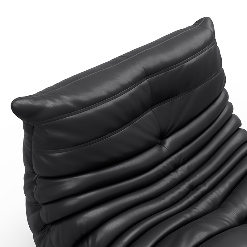 Caterpillar Sofa Couch Fiber Leather Black - CurverK