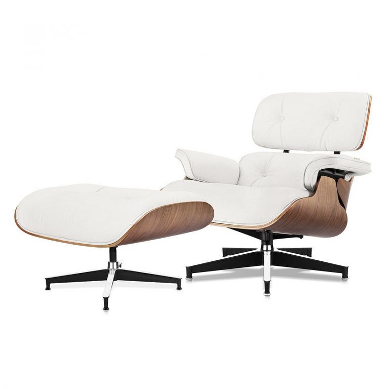 eames lounge chair walnut & white leather